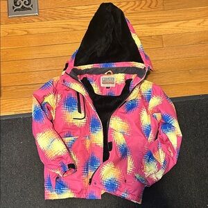 Colorful Hooded Jacket with Abstract Print